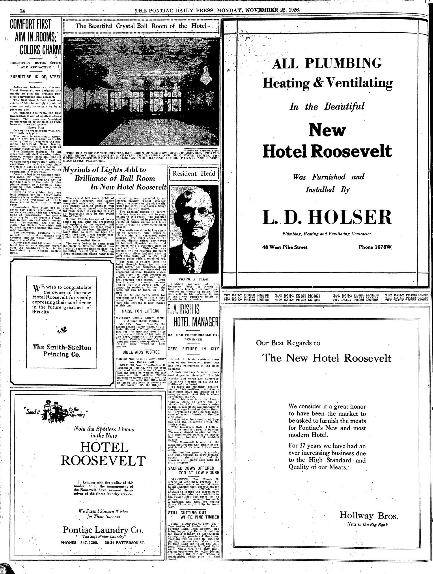 Hotel Roosevelt - Oakland Press Nov 1926 (newer photo)